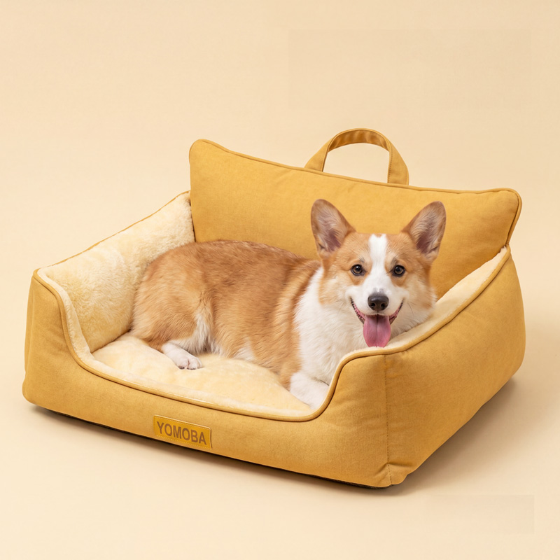 Plush soft memory foam square pet bed for winter